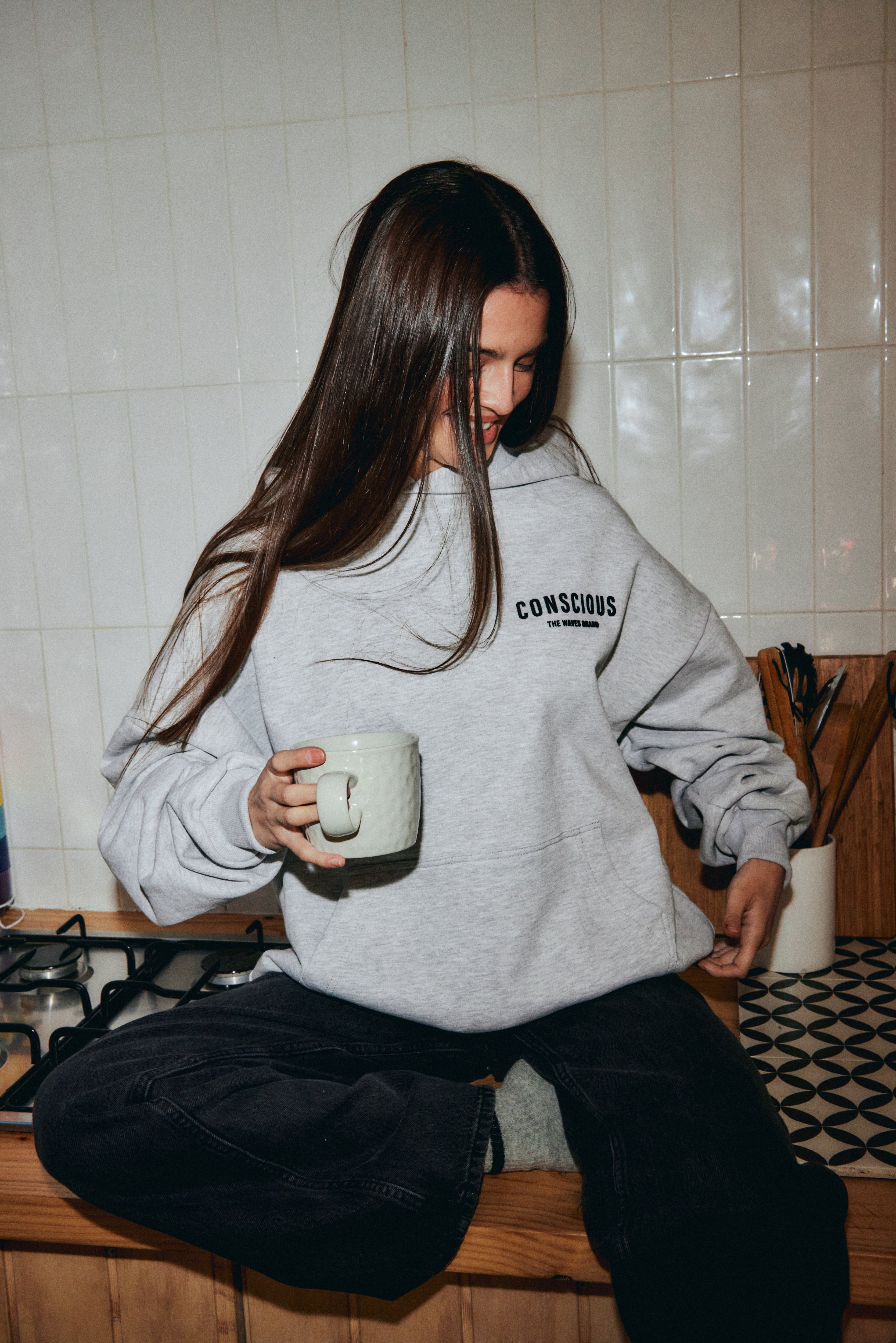 HOODIE BRAND STONE GRAY