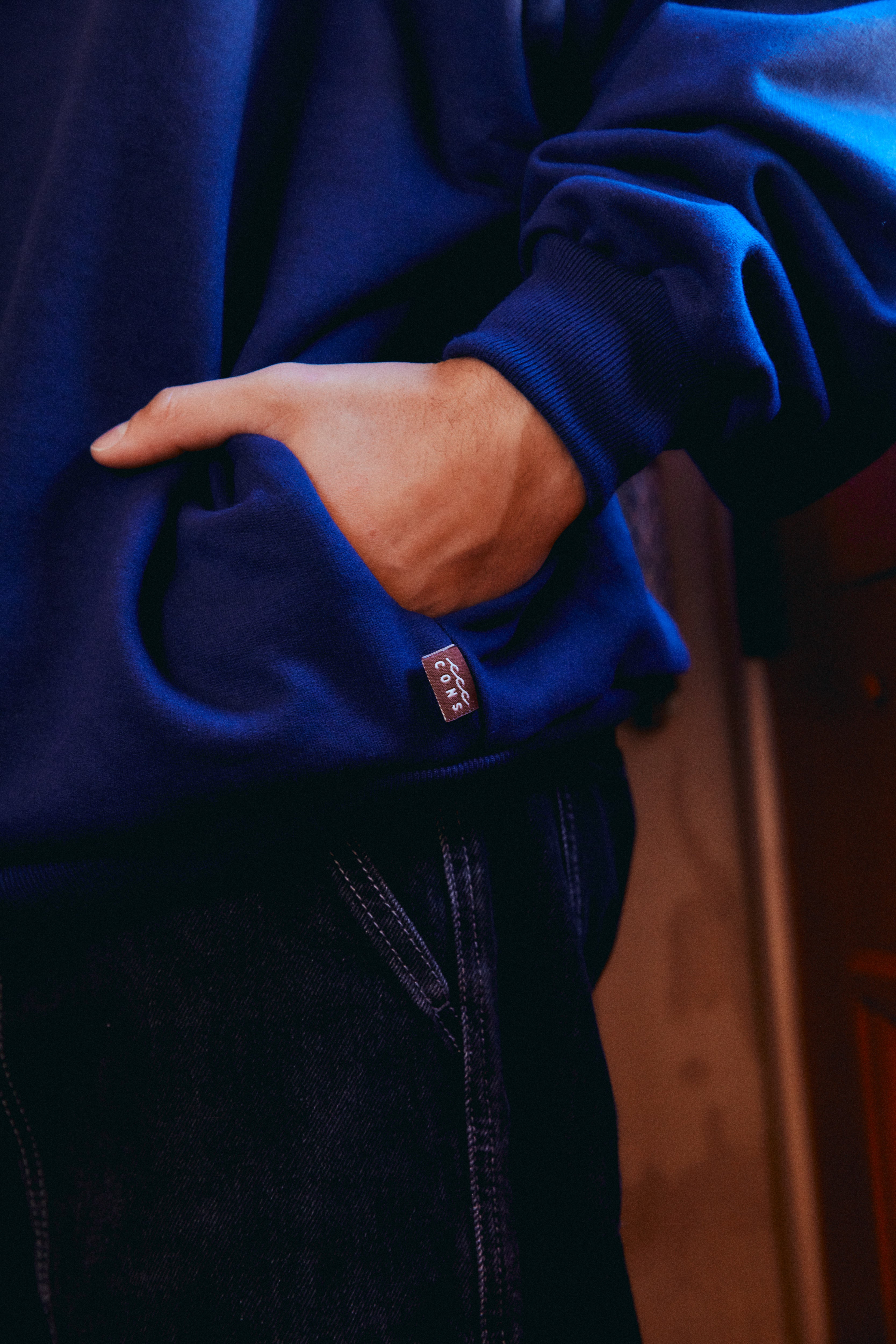 AURA BLUE HIDDEN POCKETS HOODIE