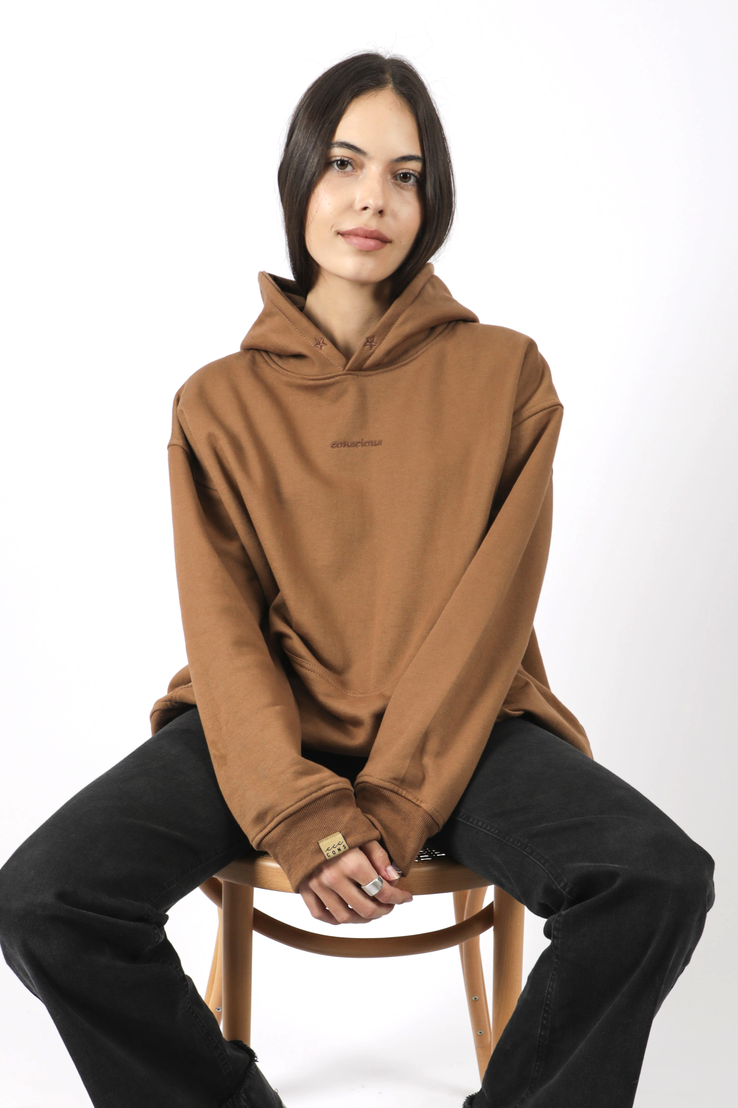 HOODIE CONSCIOUS STARS BROWN OVERSIZE