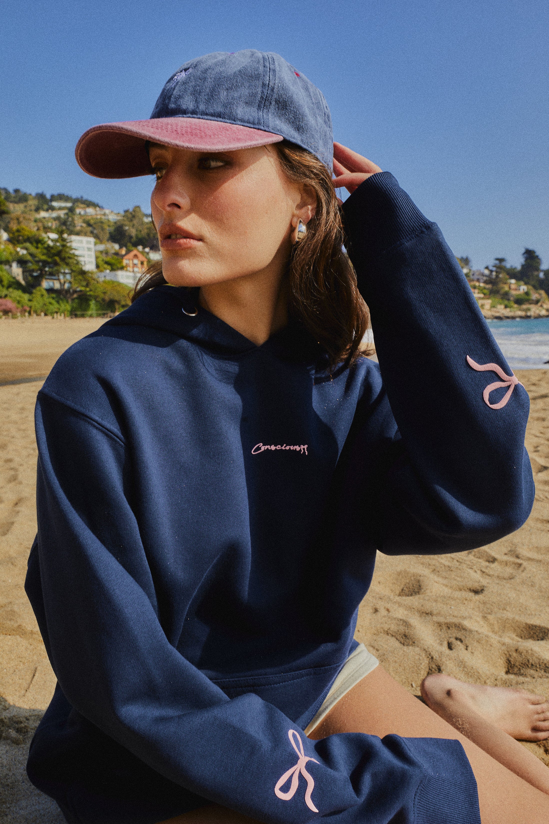 HOODIE SLEEVE RIBBON DEEP BLUE