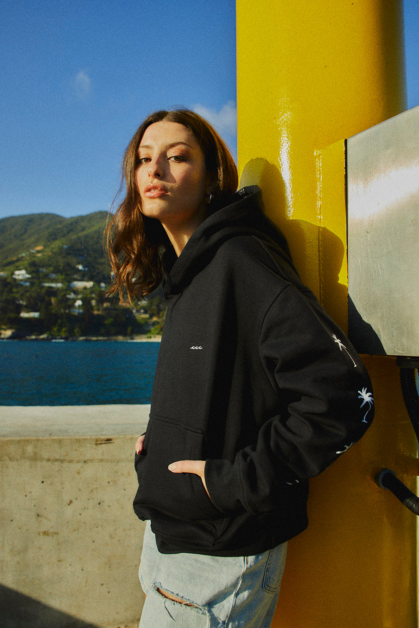 HOODIE PALM TREE BLACK BOXY FIT