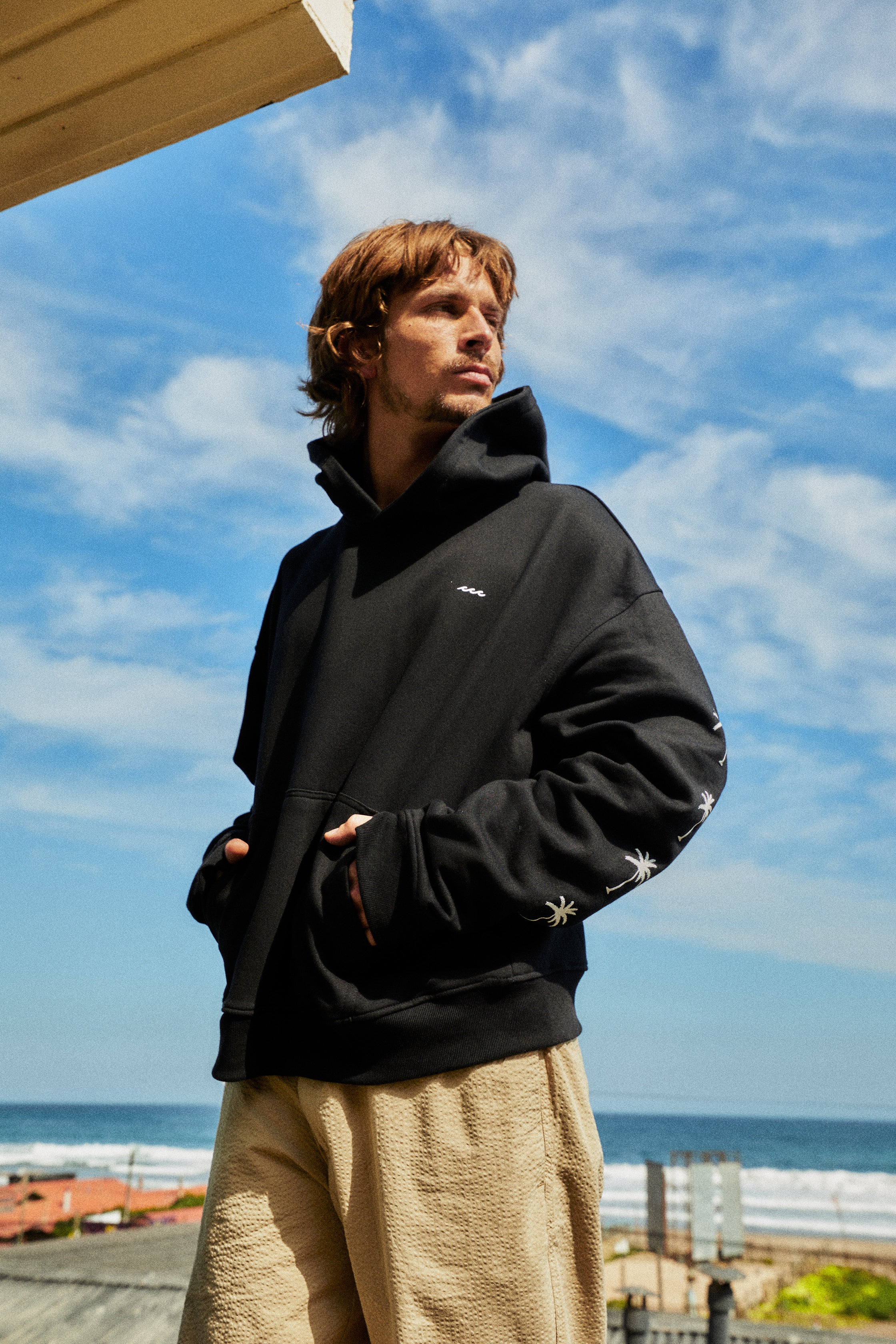 HOODIE PALM TREE BLACK BOXY FIT