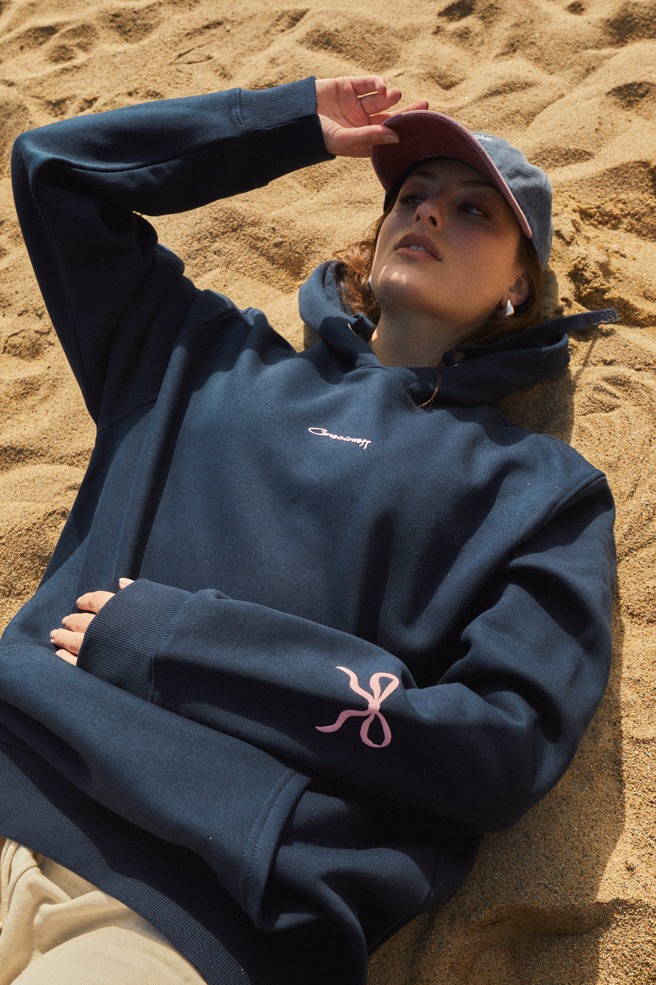 HOODIE SLEEVE RIBBON DEEP BLUE