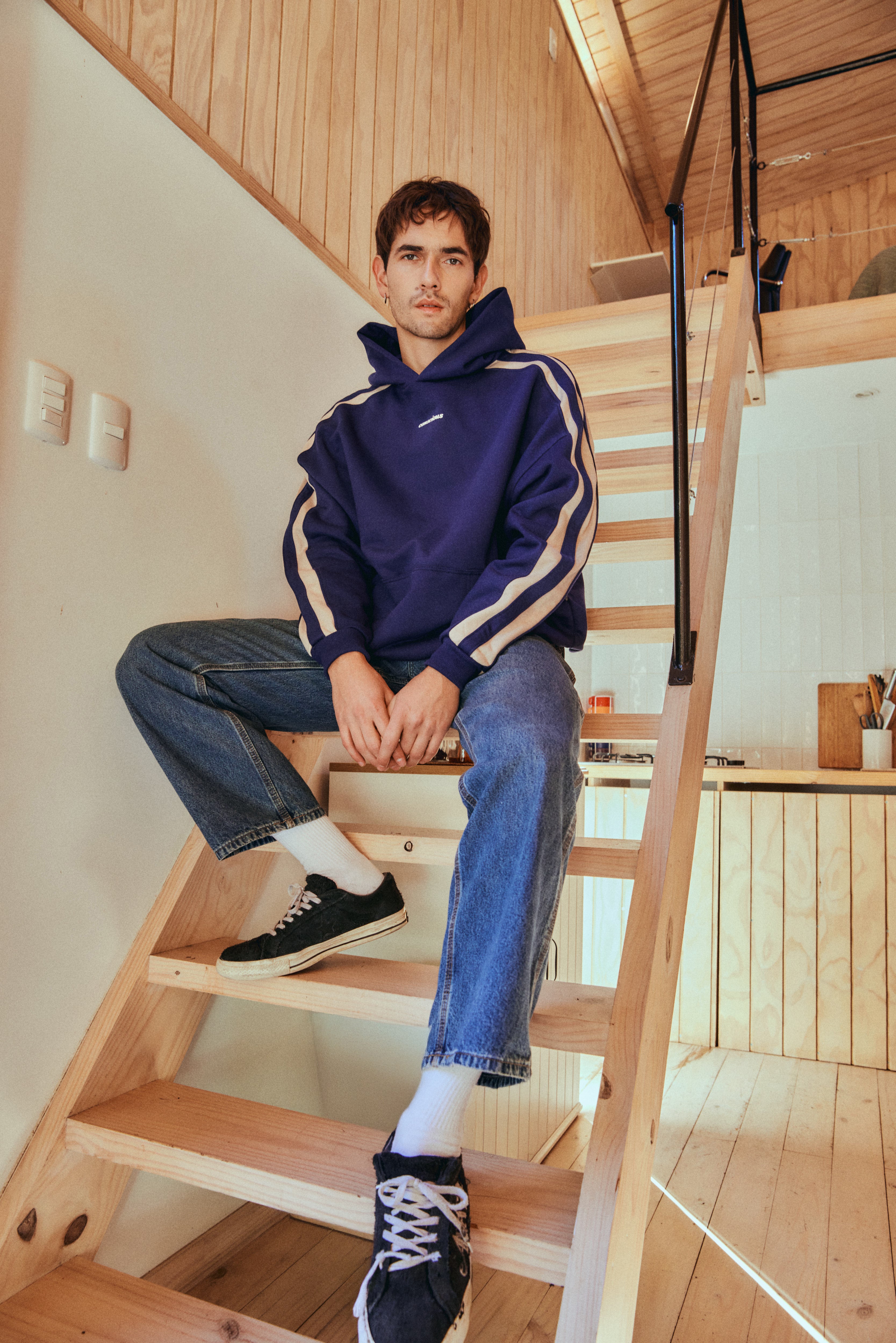 HOODIE CONS STRIPES BLUE