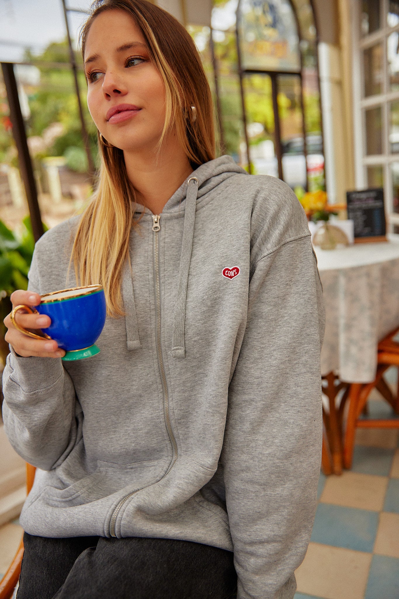 ZIPPER HEART GRIS