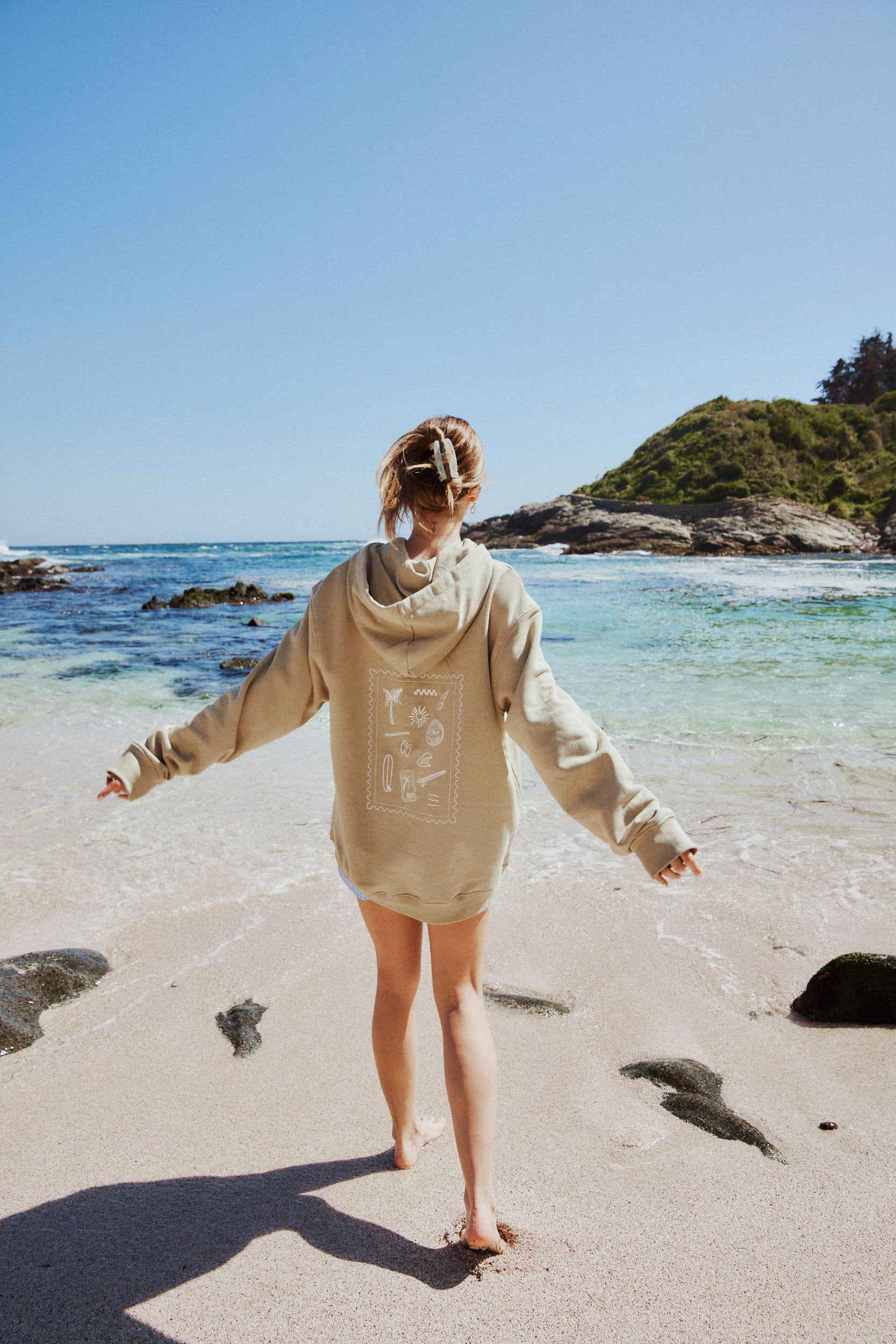 HOODIE BEACH VIBES OLIVO