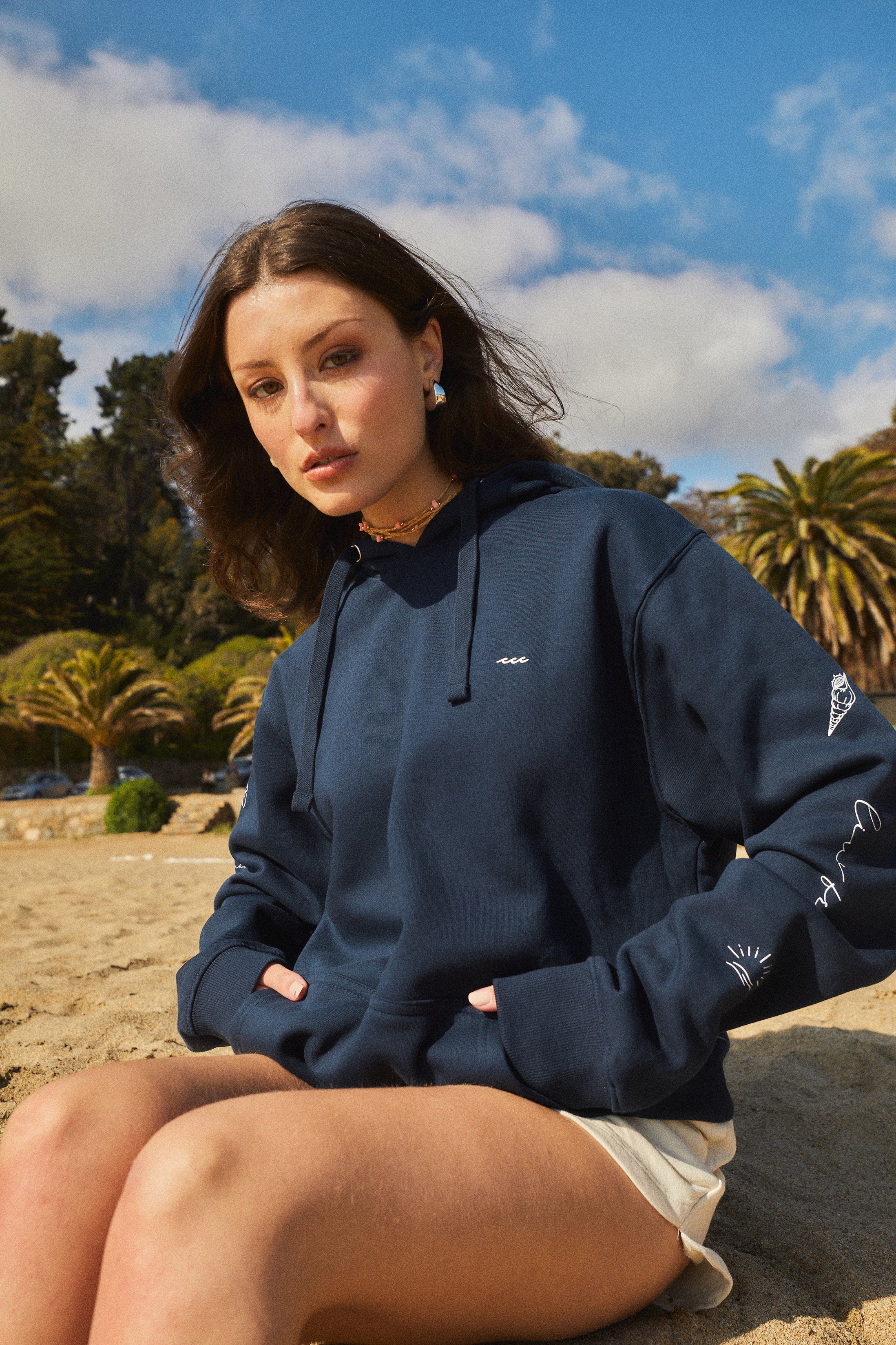 HOODIE SLEEVE BEACH DEEP BLUE