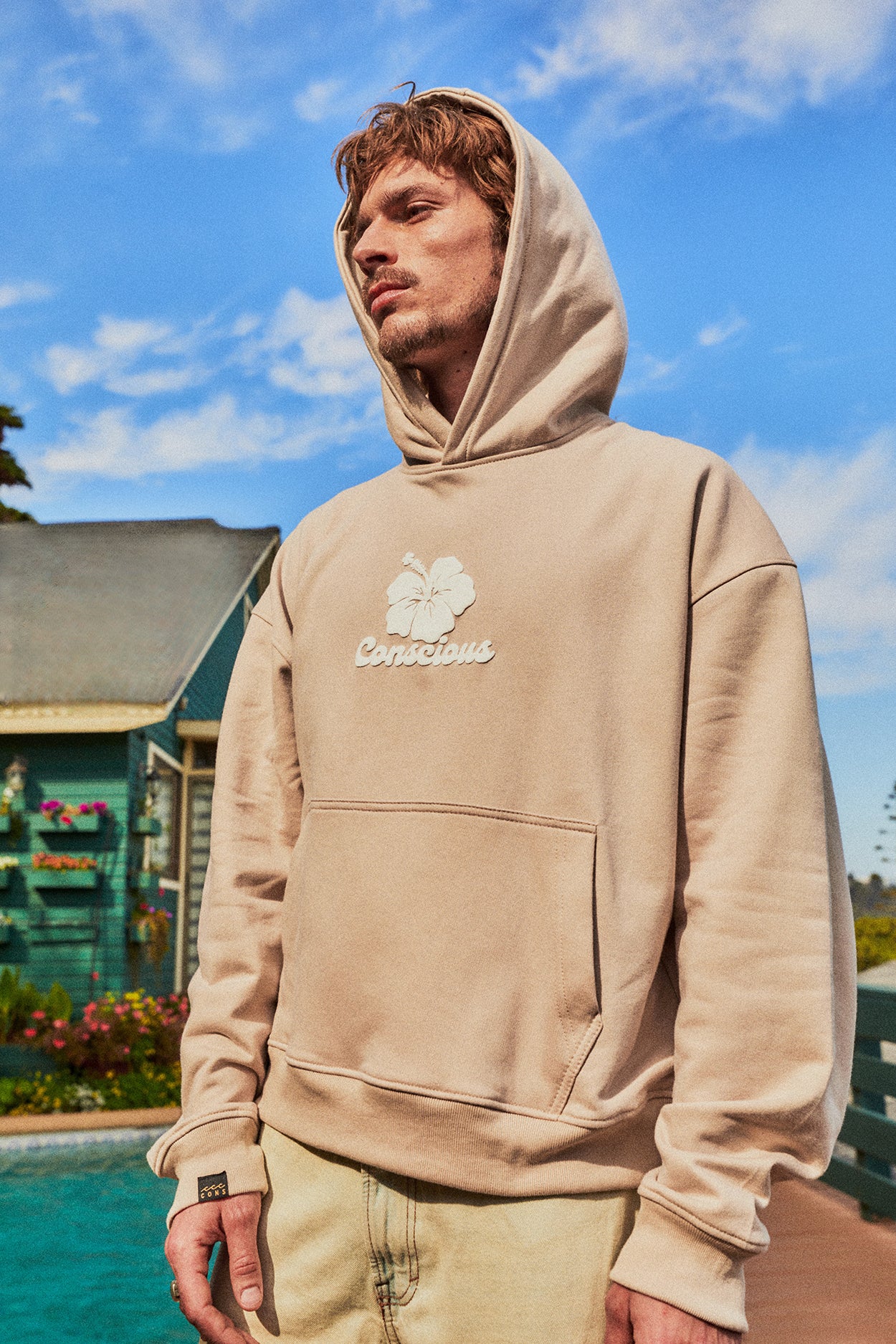 HOODIE HIBISCUS SAND BOXY FIT