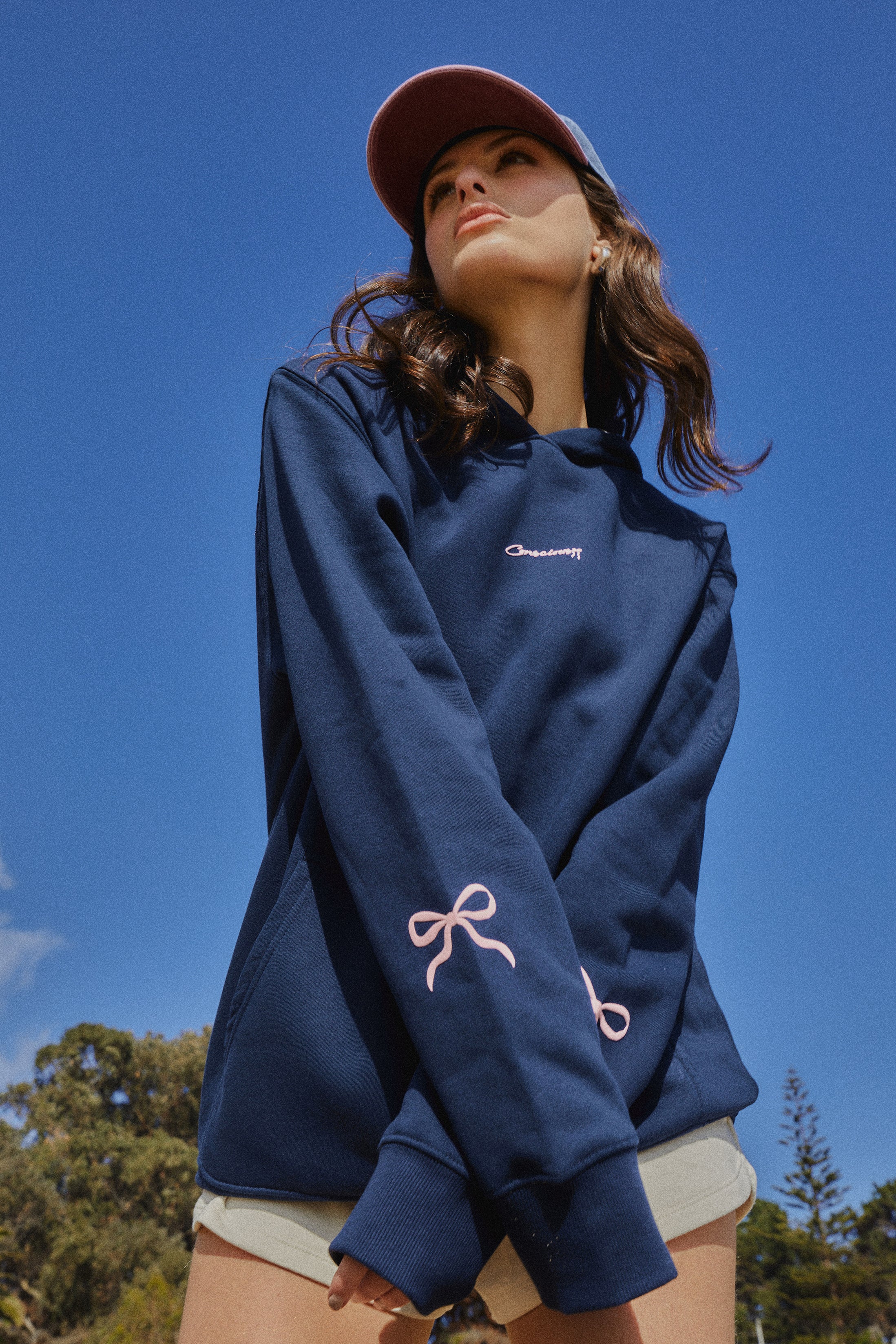 HOODIE SLEEVE RIBBON DEEP BLUE